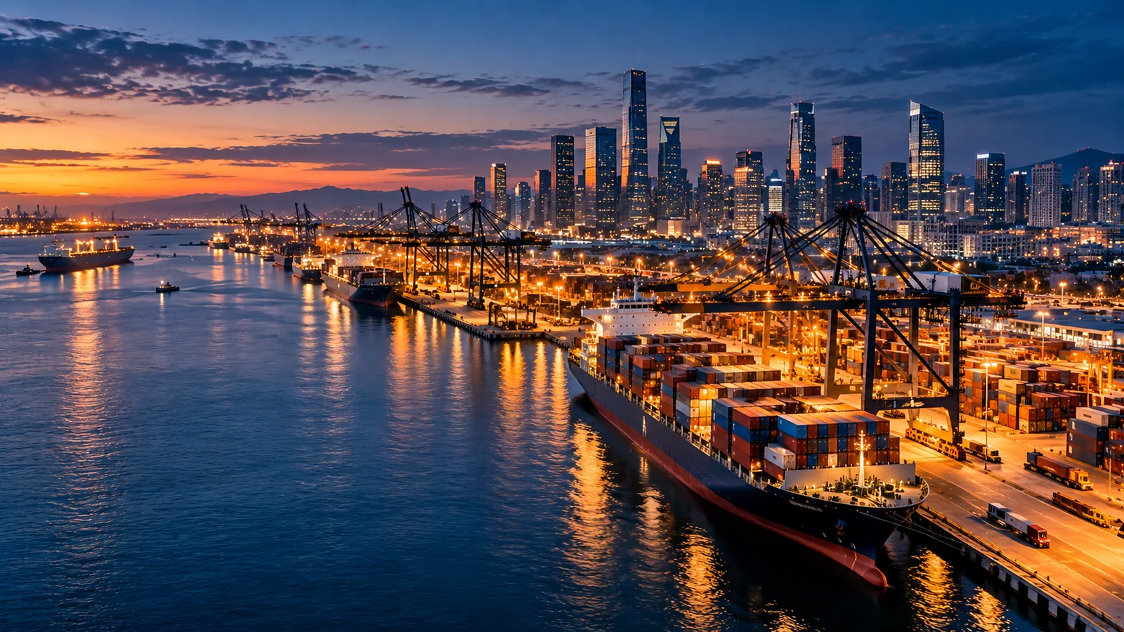 International commercial port, illustrative image